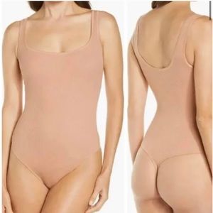 SKIMS Ribbed Stretch Cotton Bodysuit in Sedona (XS)